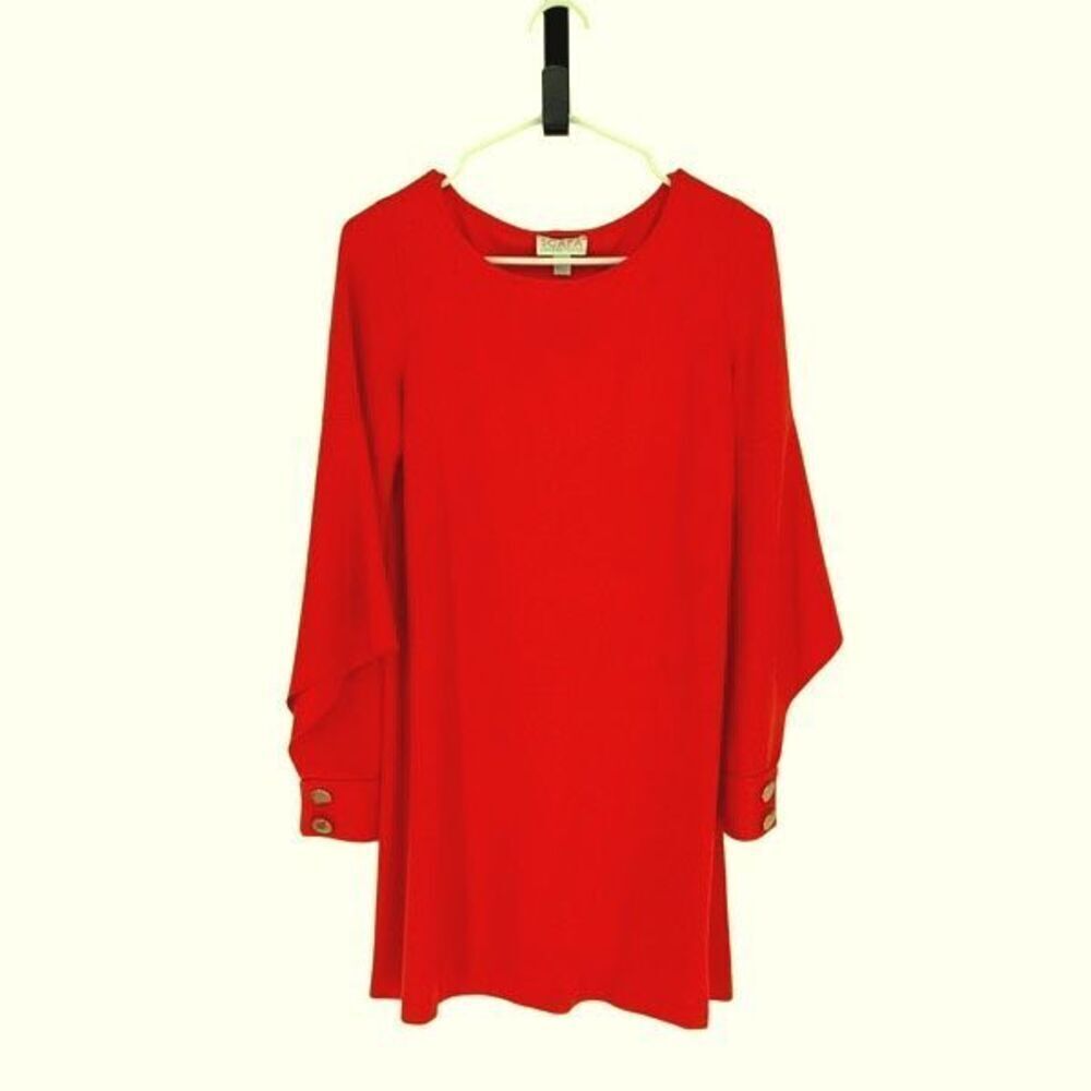 Scapa‎ Lauren Perre Womens Long Flared Sleeve Tunic Shift Dress Tomato Small